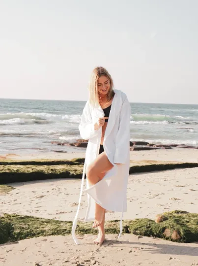 WAFFLE STONE WASHED BATHROBE