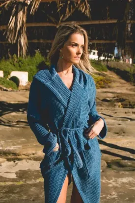 WAFFLE STONE WASHED BATHROBE