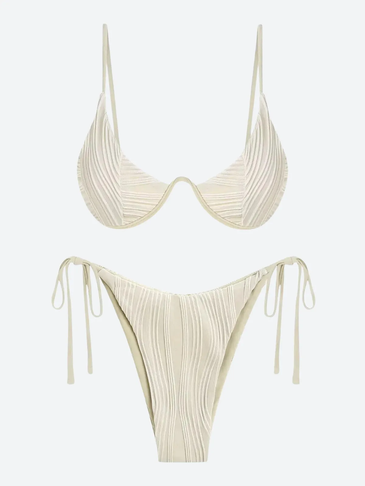 Wavy Striped Wired Cup Bikini Set