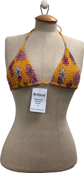 White Fox Yellow Floral Bikini Top Medium