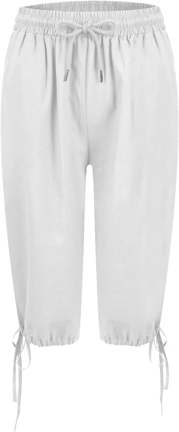 Women's Bermuda Shorts 2025 Summer Comfy Drawstring Pants Casual Knee Length Walking Long Shorts with Pockets