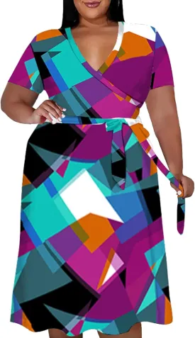 Women's Plus Size Casual Pleated Dress Summer Short Sleeve Flowy Swing Dress Loose Beach Dresses
